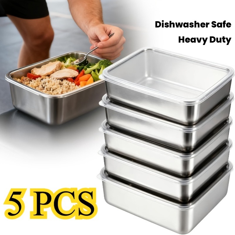 5pcs Stainless Steel Food Cont - огляд і ціна Camping Cooking Organizer